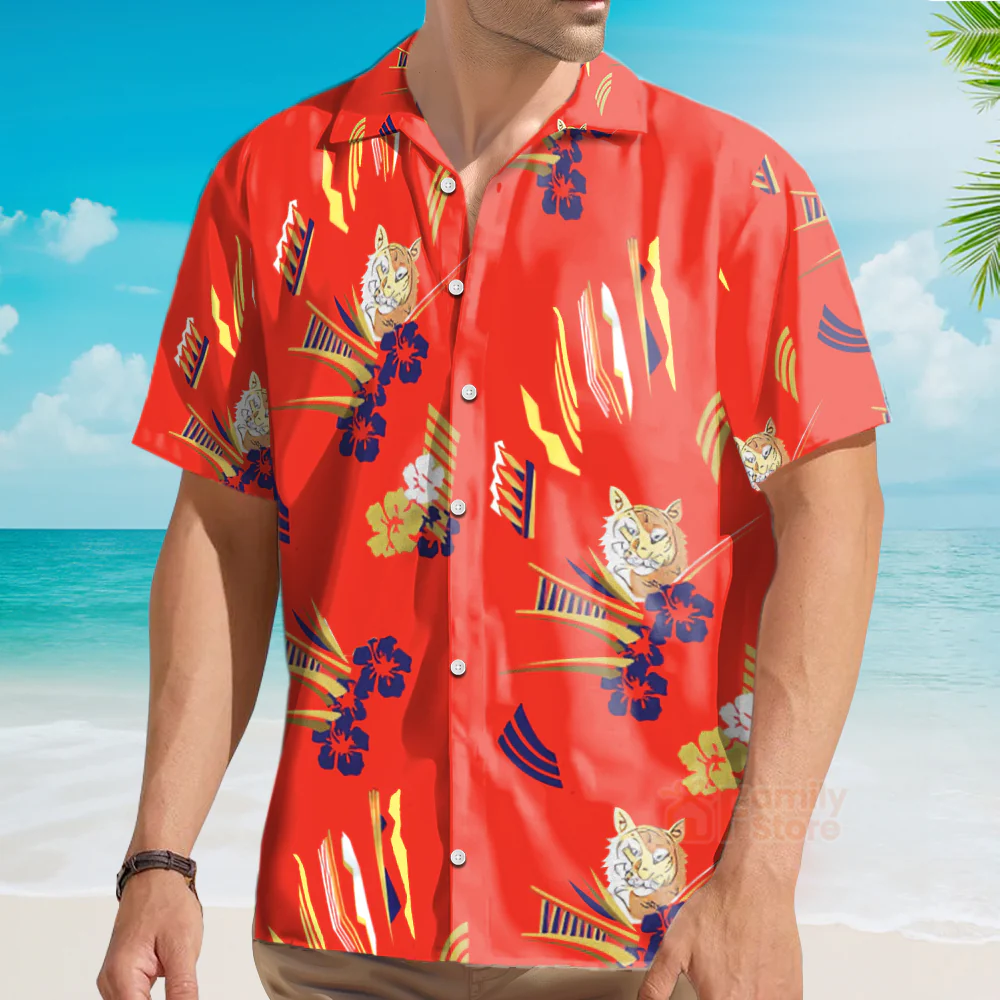 Tony Montana Exotic Tiger & Hibiscus Hawaiian Shirt, Aloha Shirt For Summer - Image 4