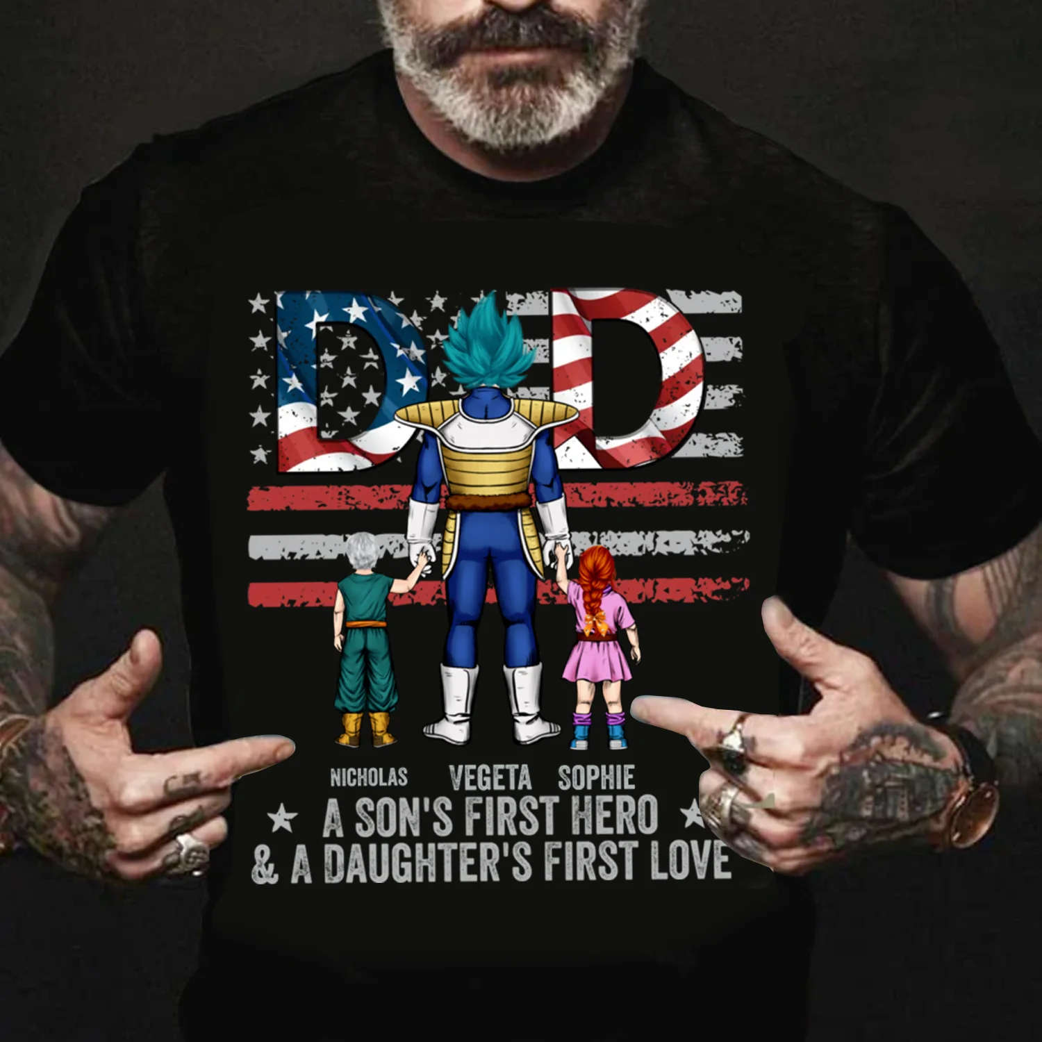 Super Hero A Son's First Hero & A Daughter's First Love - Gift For Dad, Grandfather - Personalized Unisex Shirt CL02 - Image 3
