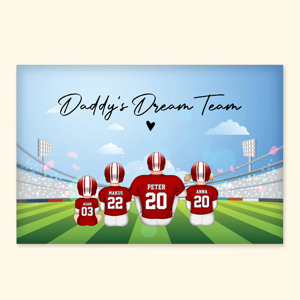 Daddy's Dream Team Comes True - Gift For Family, Football Lovers - Personalized Canvas Poster - SPCL02 NA94 - Image 4