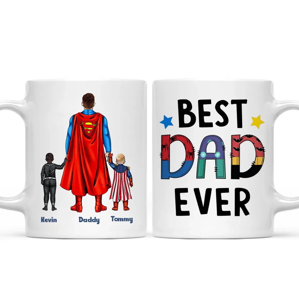 Father And Child Best Dad Ever - Gift For Dad - Personalized Ceramic Mug - Image 3