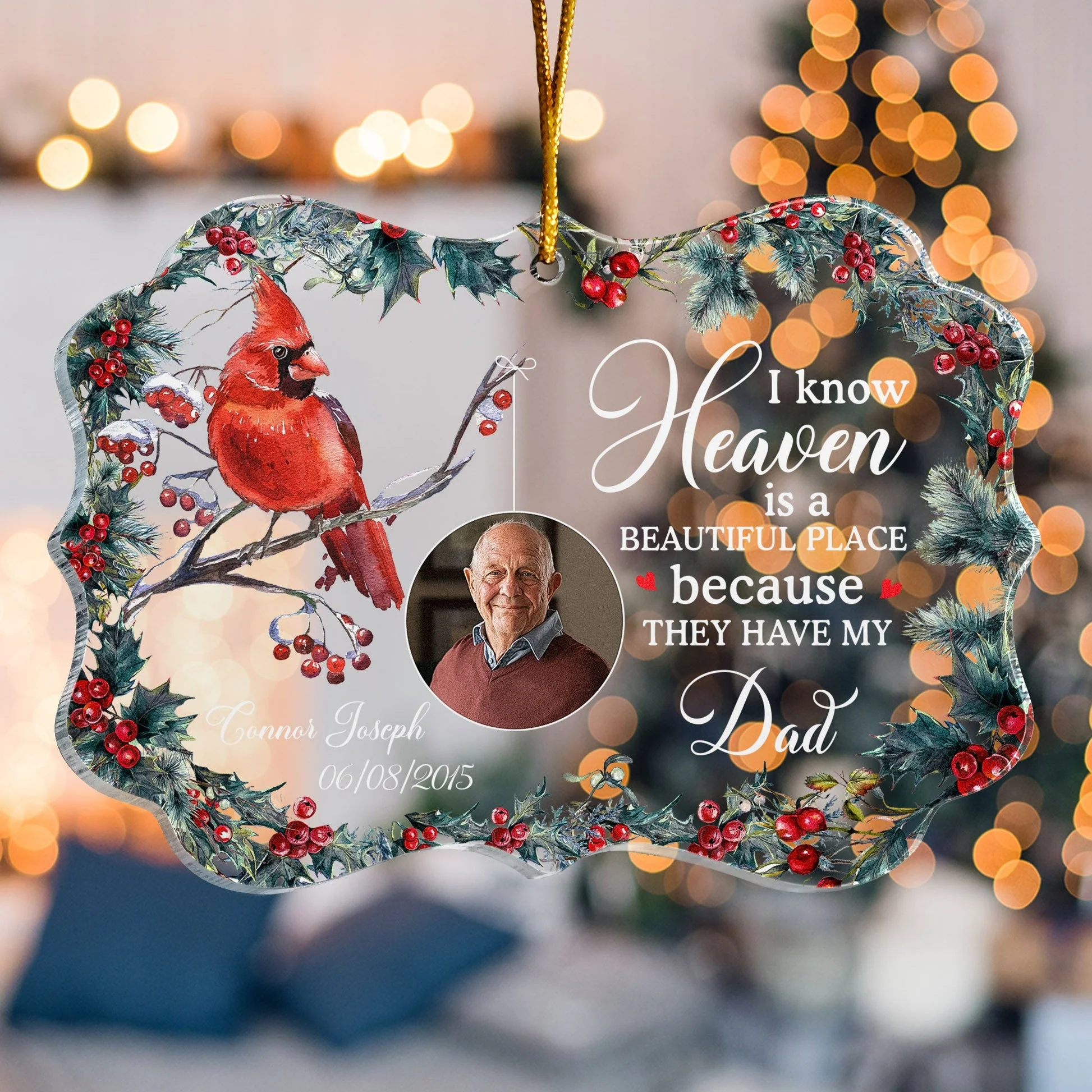 Heaven Is A Beautiful Place - Personalized Memorial Photo Ornament PT CU4092625 - Image 4