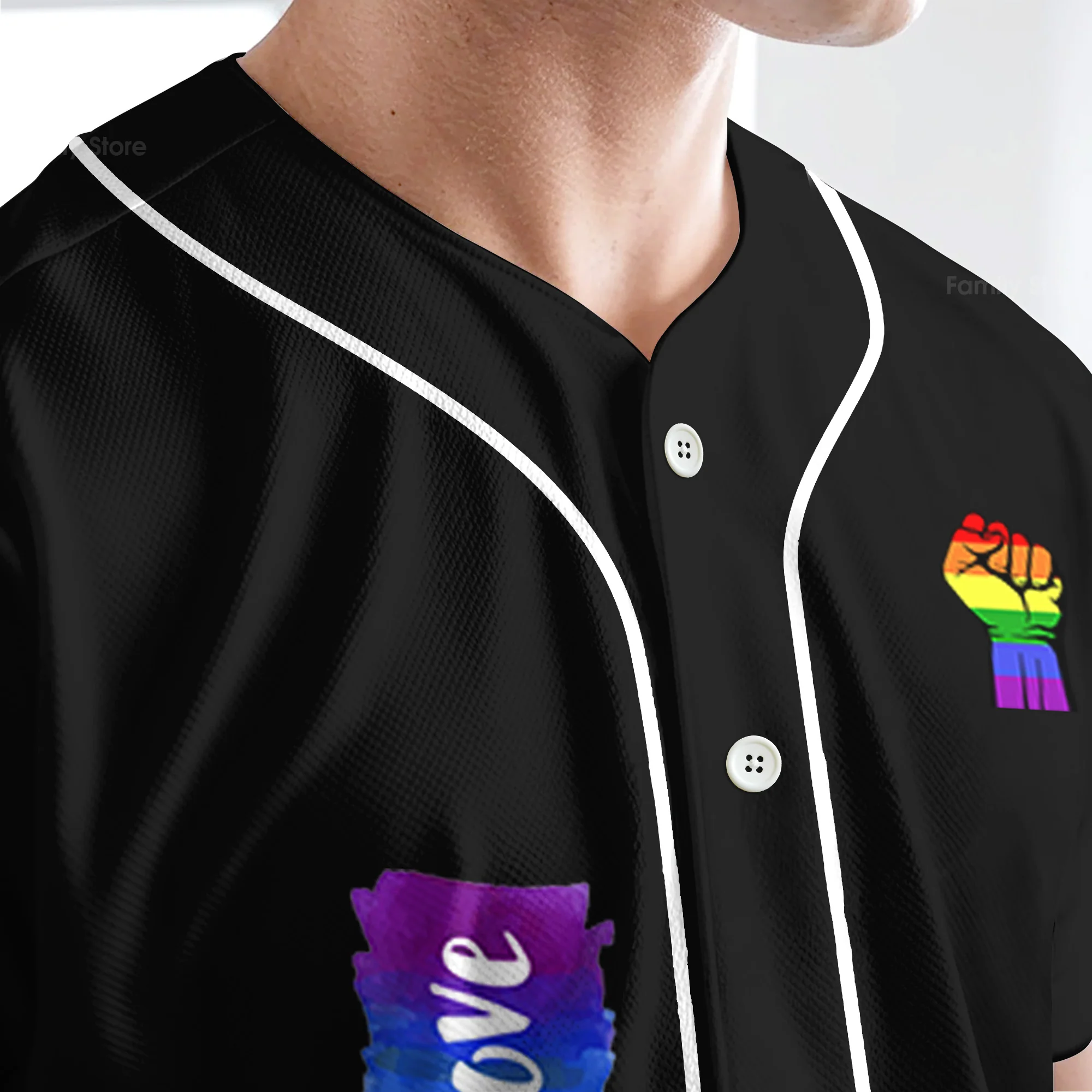 LGBT Hand Up Baseball Tee Jersey Shirt - Image 4