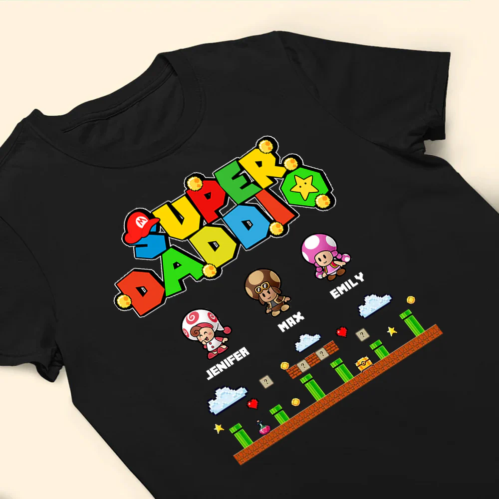 Super Daddio Kids Across The Road - Gift For Father's Day - Personalized TShirt - Image 3