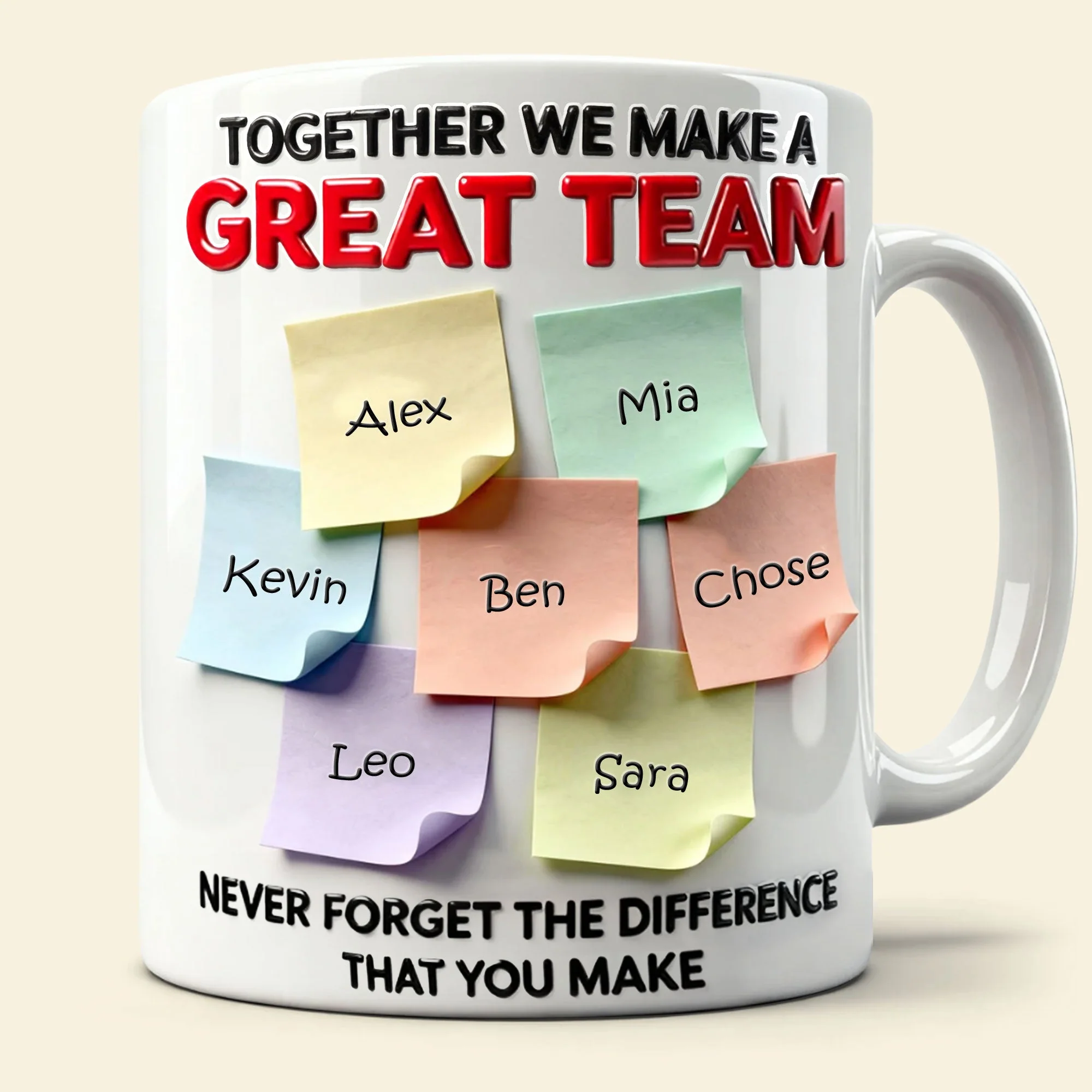 Together We Make A Great Team - Personalized White Edge-to-Edge Mug - Gift For Coworkers NL122 - Image 3